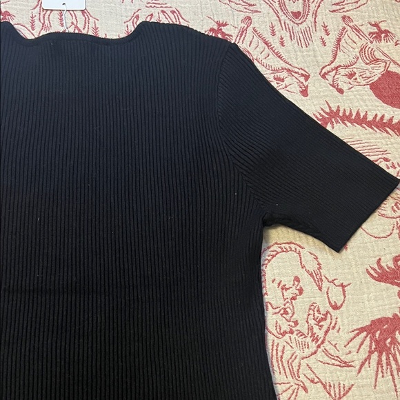 Zesica Elegant Black Ribbed Short Sleeve Sweater size XXL - Picture 12 of 12
